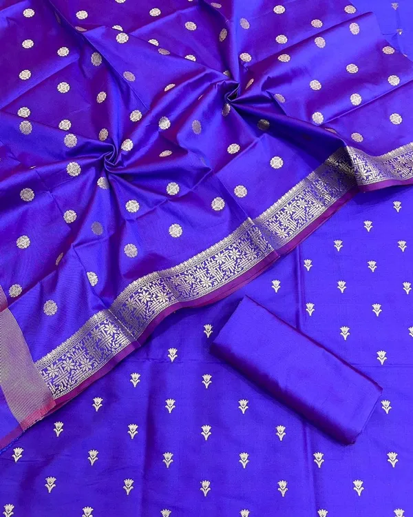 Blue__Kataan_Silk_Banarasi_unstitched__Dress_Material