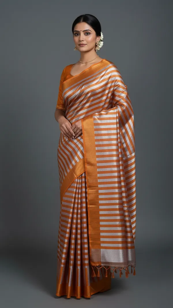 Exclusive_Tissue_silk_Saree_with_Beautifull_Stripes_&_Half_Half_Design_for_Every_Occesion.