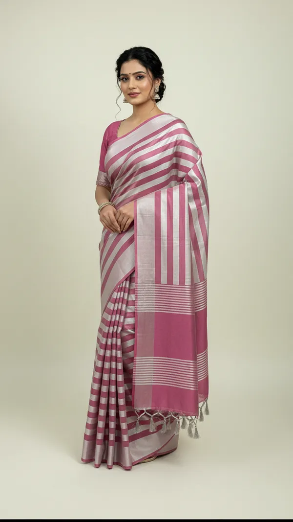 Exclusive_Tissue_silk_Saree_with_Beautifull_Stripes_&_Half_Half_Design_for_Every_Occesion.