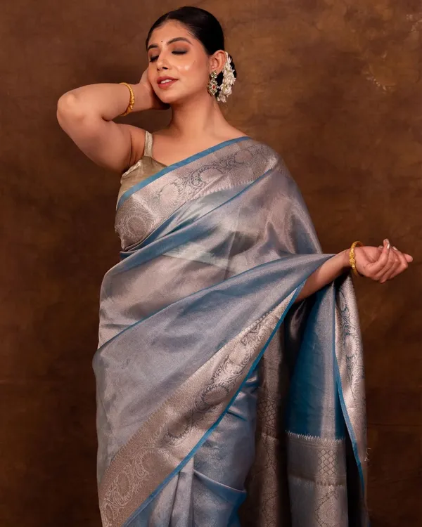 Exclusive_Tissue_silk_plain_Body_with_golden_Zarin_Boder_Banarasi_Saree
