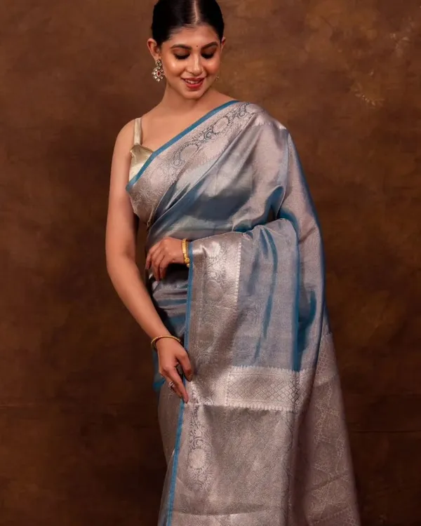 Exclusive_Tissue_silk_plain_Body_with_golden_Zarin_Boder_Banarasi_Saree