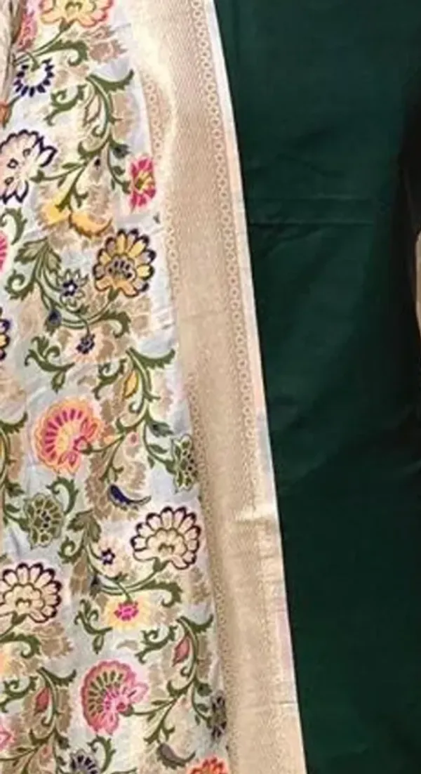 Green_Banarasi_Katan_Silk_Plain_Suit_With_Silk_Minakari_Dupatta_&_Plain_Bottom