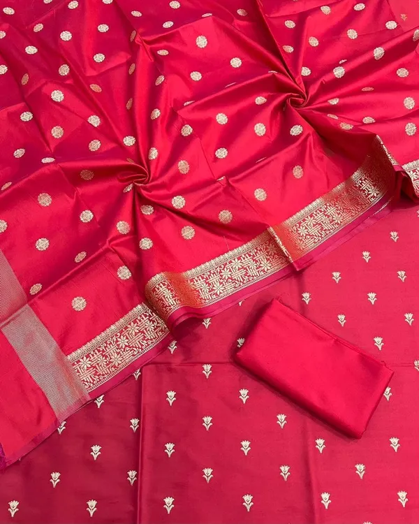 Red_Kataan_Silk_Banarasi_unstitched__Dress_Material