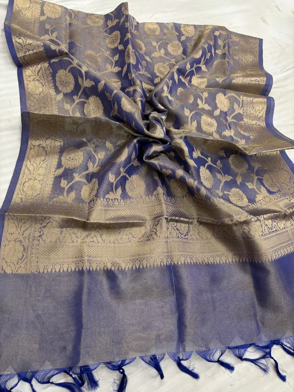Tissue_Silk_Golden_Zari_Jaal_dupatta**_Length_2.5_MTR
