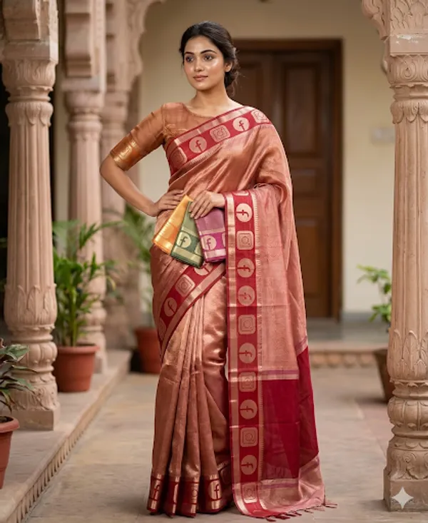 Tissue_silk_plain_saree_with_social_media_Border_&_pallu