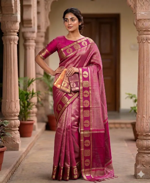 Tissue_silk_plain_saree_with_social_media_Border_&_pallu.