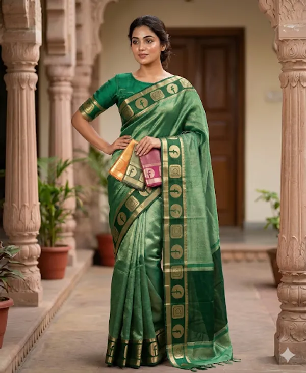 Tissue_silk_plain_saree_with_social_media_Border_&_pallu._