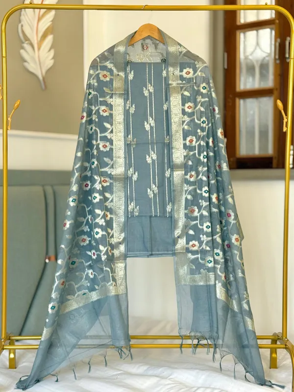 Exclusive_Banarasi_Unstitched_Salwar_kameez_with_Dupatta*___*BANARASI_SUIT*__*TOP-_Chanderi__Silk_with_Lorex_zari_Buta___*DUPATTA-_Chanderi_Silk_with_Lorex_Zari_Mina__Jaal_*BOTTOM-*_Silk_plain__*2.50_meter_each*