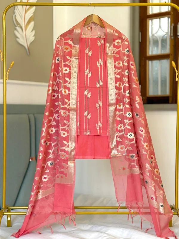 Exclusive_Banarasi_Unstitched_Salwar_kameez_with_Dupatta*___*BANARASI_SUIT*__*TOP-_Chanderi__Silk_with_Lorex_zari_Buta___*DUPATTA-_Chanderi_Silk_with_Lorex_Zari_Mina__Jaal_*BOTTOM-*_Silk_plain__*2.50_meter_each*