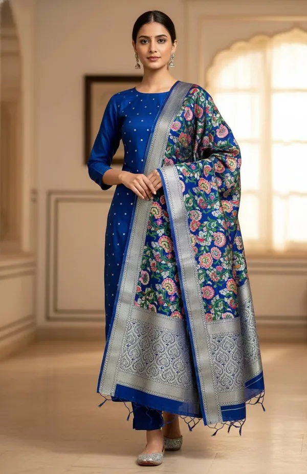 Exclusive_Banarasi_Unstitched_Salwar_kameez_with_Dupatta_BANARASI___SUIT_TOP-___silk_katan_matar_dana__weaving_booti__design_DUPATTA-__katan_silk_zari_and_resham_kimkhab_weaving__design_Bottom.__Plain_silk_katan_2.50_meter_each