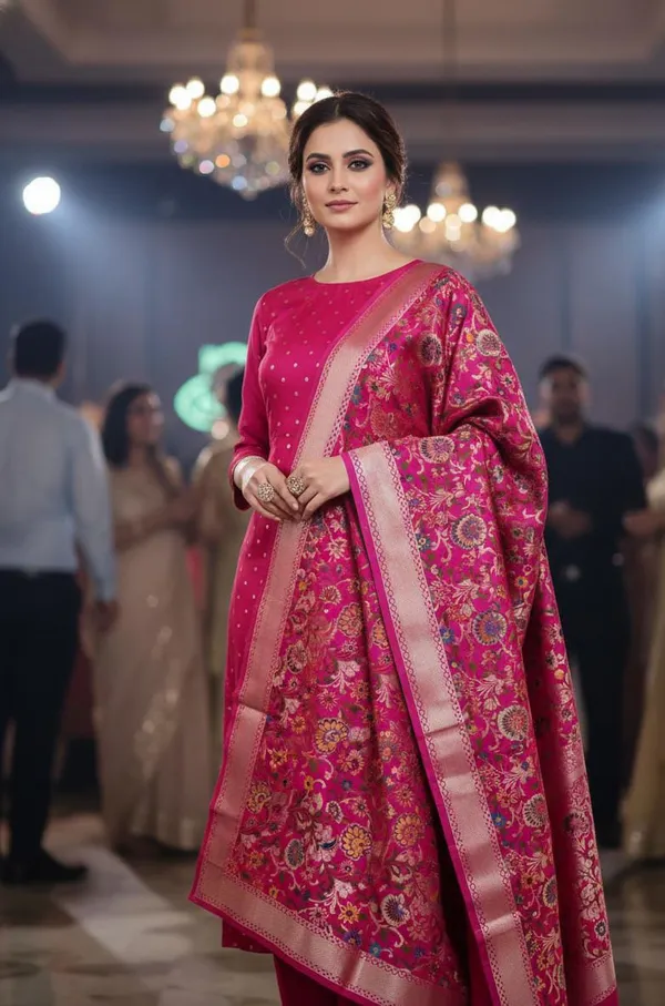 Exclusive_Banarasi_Unstitched_Salwar_kameez_with_Dupatta_BANARASI___SUIT_TOP-___silk_katan_matar_dana__weaving_booti__design_DUPATTA-__katan_silk_zari_and_resham_kimkhab_weaving__design_Bottom.__Plain_silk_katan_2.50_meter_each