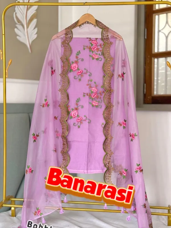 Exclusive_Banarasi_Unstitched_Salwar_kameez_with_Dupatta_BANARASI___SUIT___organza_silk_embroidery_Suits_TOP-___organza_silk_dyble_with_embroidery_work_meena_booti_DUPATTA-__organza_silk_dyble_with_embroidery_work_cutwork_design_multi_colors_embroidery_BOTTOM-____silk_dyble_plain_2.50_meter_each