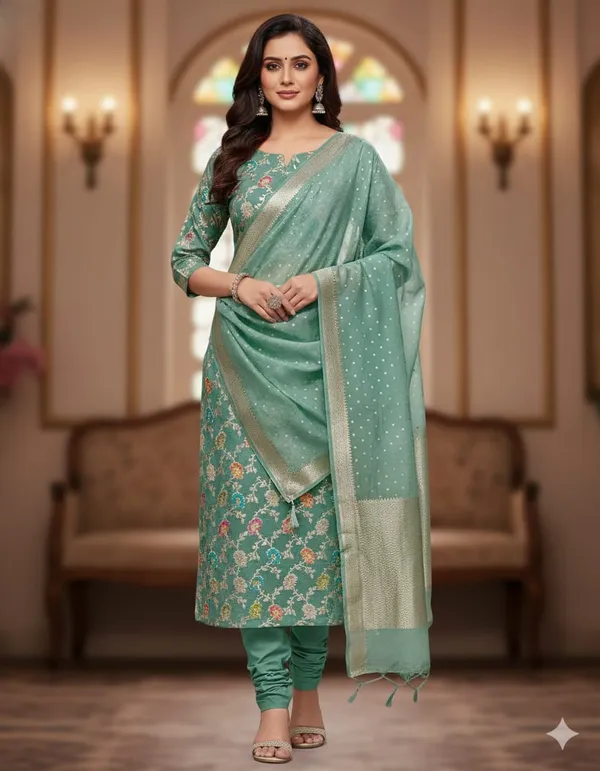 Exclusive_Banarasi_Unstitched_Salwar_kameez_with_Dupatta_BANARASI___SUIT___pure_mercerized_TOP-___pure_mercerised_Lorex_weaving_DUPATTA-__pure_mercerised_Lorex_weaving_with_handbrush_BOTTOM-___cotton_silk__dyble_plain_2.50_meter_each