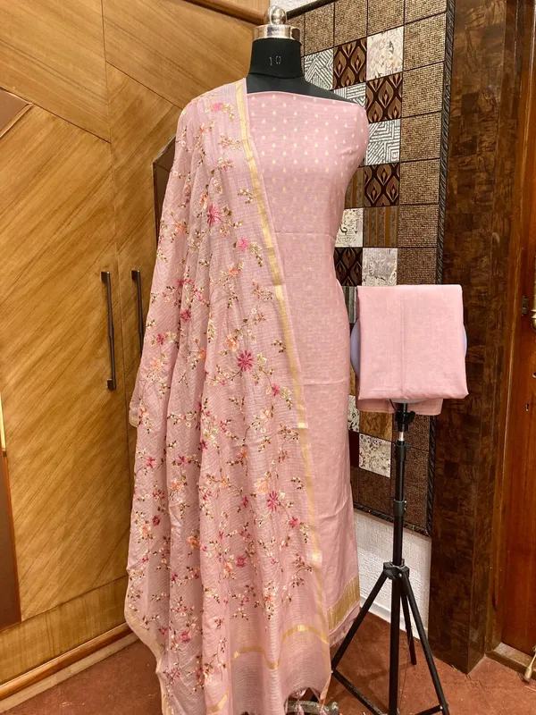 Exclusive_Banarasi_Unstitched_Salwar_kameez_with_Dupatta_BANARASI___SUIT___pure_mercerized_TOP-___pure_mercerised_Lorex_weaving_DUPATTA-_kota_check_with_embroidery_BOTTOM-___cotton_silk__dyble_plain_2.50_meter_each