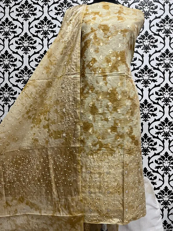 Pure_chanderi_suit_dupatta_with_hand_embroderiy_moti_work_&_plain_Bottom..