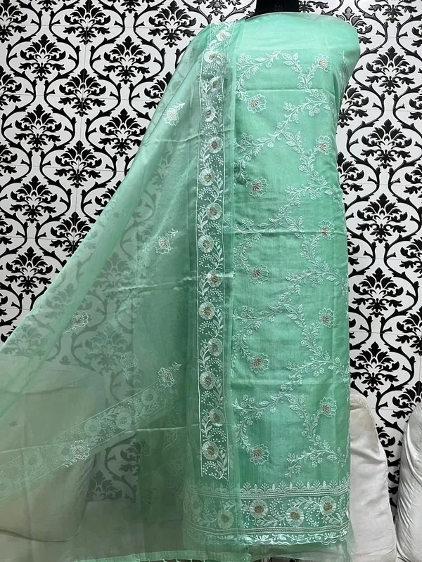 Pure_Orgenza_suit_dupatta_with_Resham_&_zari_embroderiy_work_&_plain_Bottom..