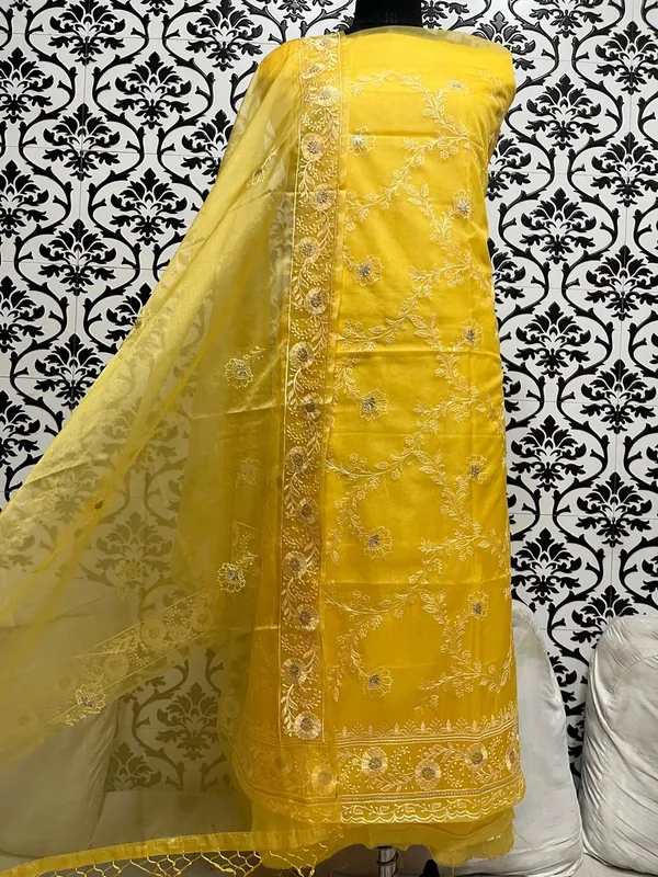 Pure_Orgenza_suit_dupatta_with_Resham_&_zari_embroderiy_work_&_plain_Bottom..