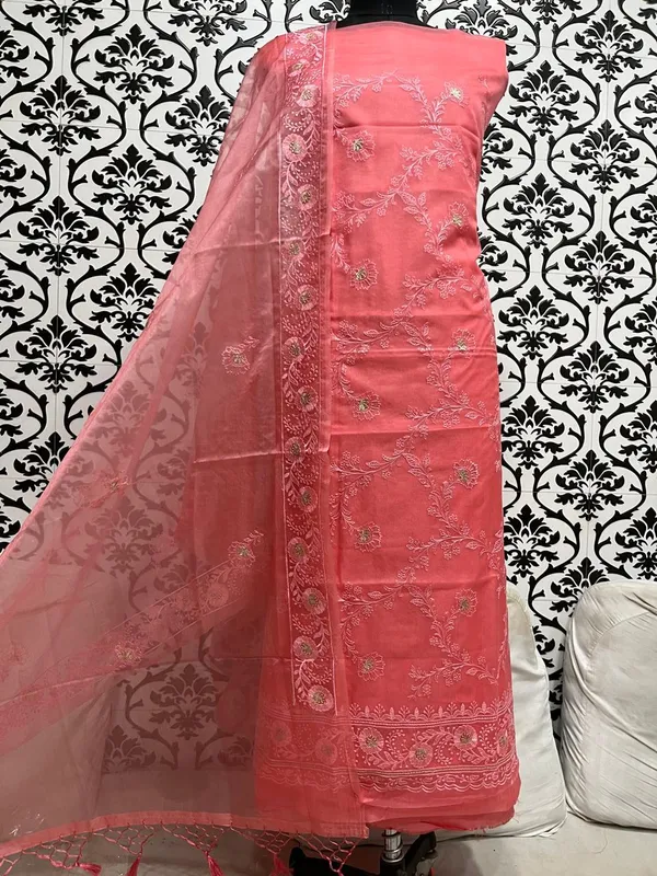 Pure_Orgenza_suit_dupatta_with_Resham_&_zari_embroderiy_work_&_plain_Bottom..