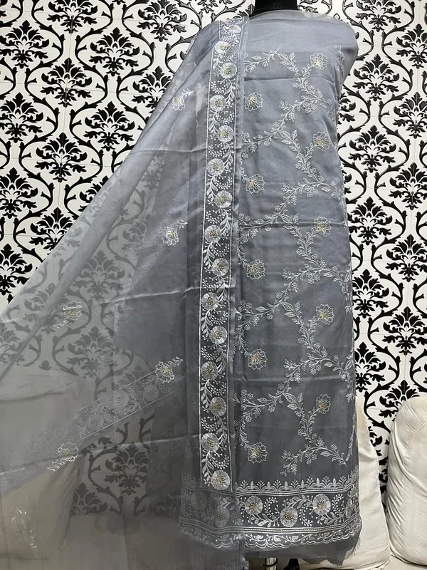 Pure_Orgenza_suit_dupatta_with_Resham_&_zari_embroderiy_work_&_plain_Bottom..