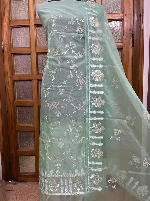 Pure_Orgenza_suit_dupatta_with_Resham_&_zari_embroderiy_work_&_plain_Bottom..