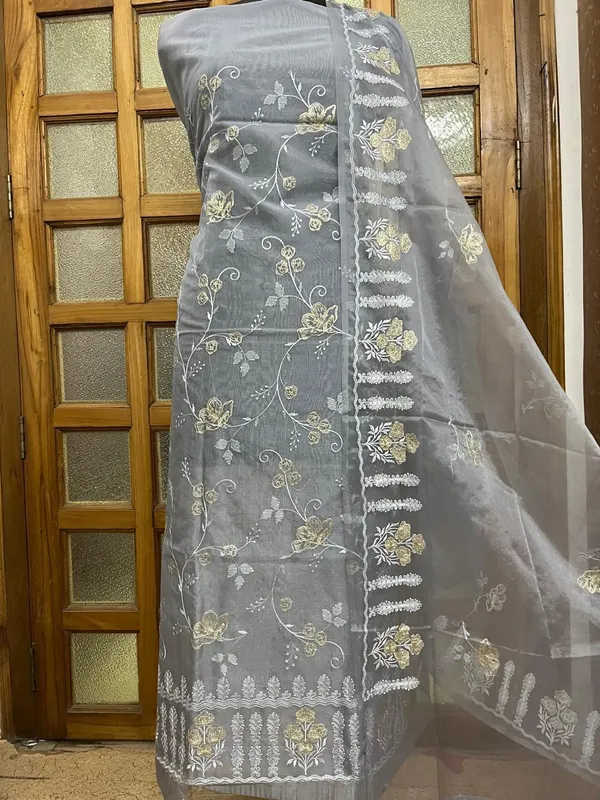 Pure_Orgenza_suit_dupatta_with_Resham_&_zari_embroderiy_work_&_plain_Bottom..