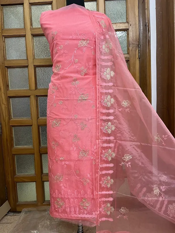 Pure_Orgenza_suit_dupatta_with_Resham_&_zari_embroderiy_work_&_plain_Bottom..