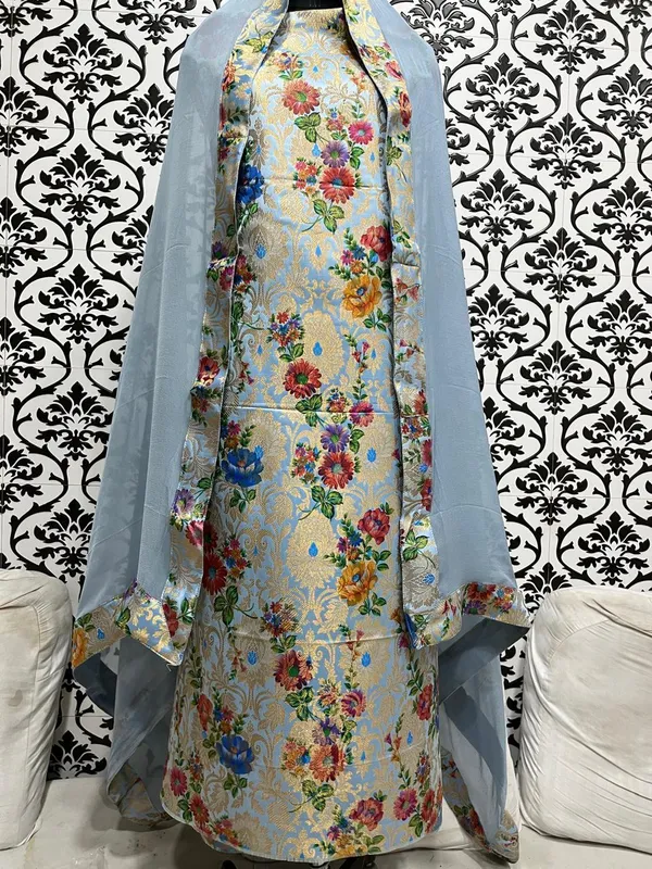 Pure_Brocade_suit_with_Digital_Print_Paired_with_chiffon_dupatta_with_4_Side_Border_Attached_&_plain_Bottom