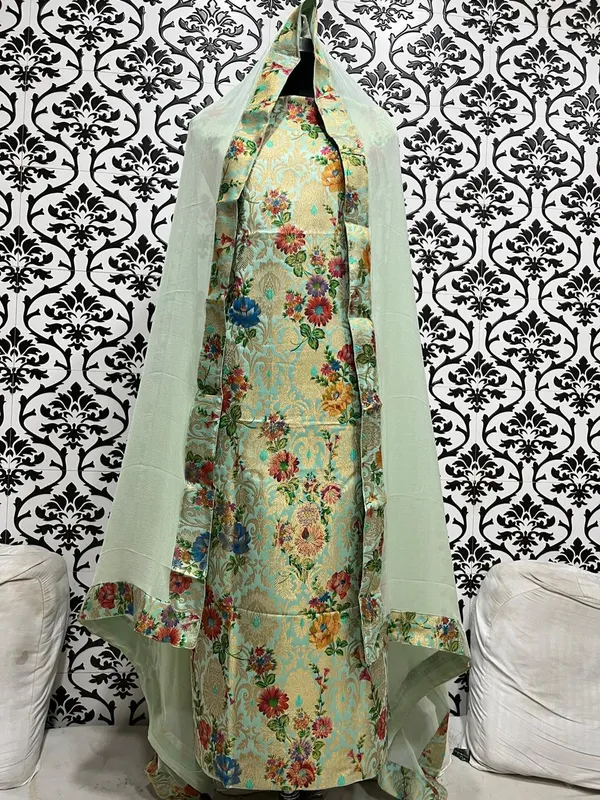 Pure_Brocade_suit_with_Digital_Print_Paired_with_chiffon_dupatta_with_4_Side_Border_Attached_&_plain_Bottom