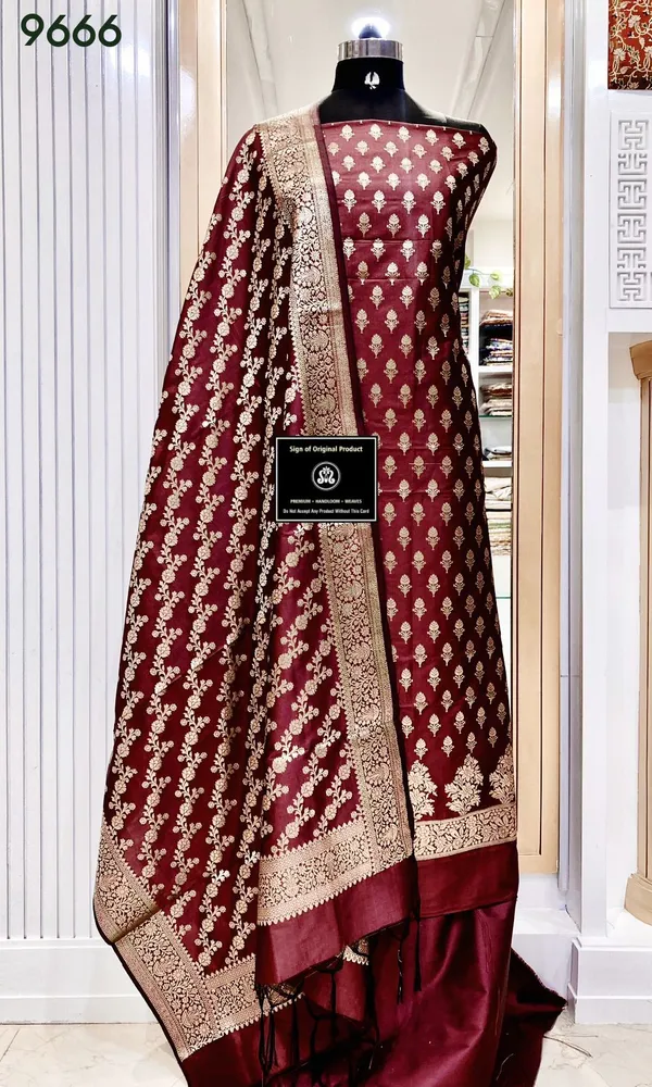 Exclusive_Banarasi_Unstitched_Salwar_kameez_with_Dupatta_BANARASI___SUIT_TOP-___silk_katan_zari_weaving_booti_daman_design_DUPATTA-__katan_silk_zari_weaving__design_Bottom.__Plain_silk_katan_2.50_meter_each