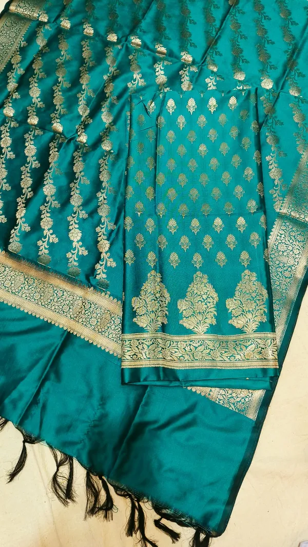 Exclusive_Banarasi_Unstitched_Salwar_kameez_with_Dupatta_BANARASI___SUIT_TOP-___silk_katan_zari_weaving_booti_daman_design_DUPATTA-__katan_silk_zari_weaving__design_Bottom.__Plain_silk_katan_2.50_meter_each