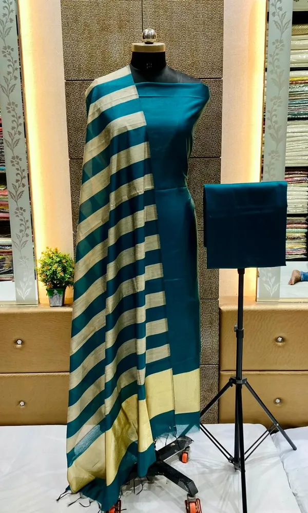 Exclusive_Banarasi_Unstitched_Salwar_kameez_with_Dupatta_*___*BANARASI_SUIT*cotton_suit__*TOP-_cotton_with_zari_stripe___*DUPATTA-_cotton_with_zari_patta_cotton__*BOTTOM-*_cotton_plain__*2.50_meter_each*