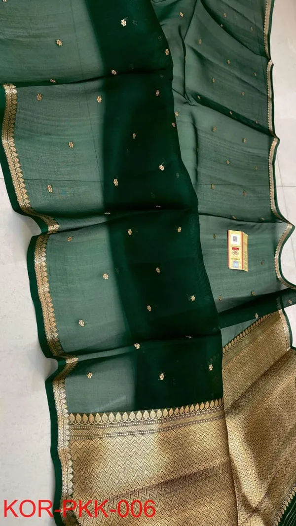 PURE_KORA_ORGENZA_SILK_BANARASI_SAREE.._HANDLOOM_SAREE_FULLY_KADUA_BUTI_ZARI_AANCHAL_&_BORDER__SAREE