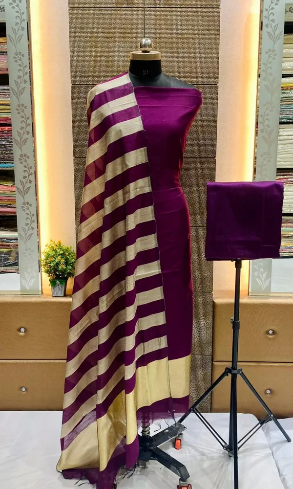 Exclusive_Banarasi_Unstitched_Salwar_kameez_with_Dupatta*___*BANARASI_SUIT*cotton_suit__*TOP-_cotton_with_zari_stripe___*DUPATTA-_cotton_with_zari_patta_cotton__*BOTTOM-*_cotton_plain__*2.50_meter_each*