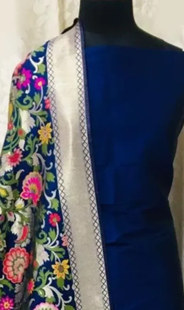 Blue_Banarasi_Katan_Silk_Plain_Suit_With_Silk_Minakari_Dupatta_&_Plain_Bottom