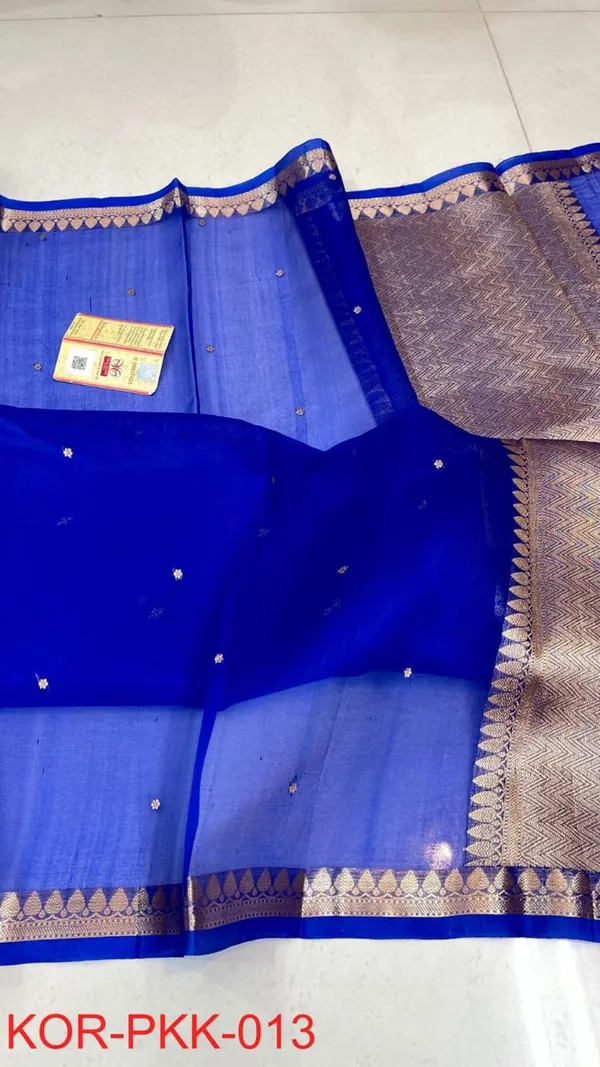 PURE_KORA_ORGENZA_SILK_BANARASI_SAREE.._HANDLOOM_SAREE_FULLY_KADUA_BUTI_ZARI_AANCHAL_&_BORDER__SAREE_LENGTH...