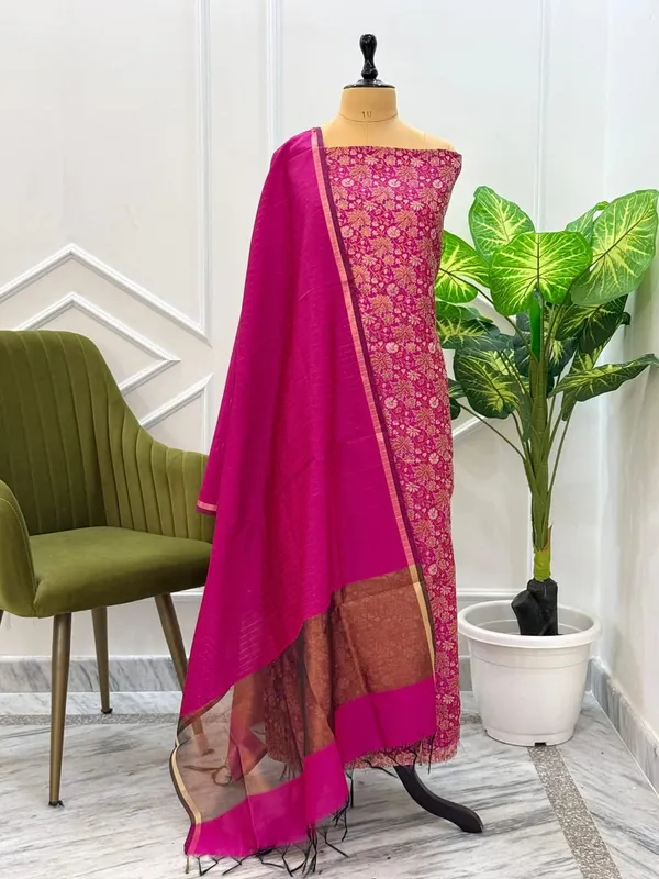 Exclusive_Banarasi_Unstitched_Salwar_kameez_with_Dupatta*___*BANARASI_SUIT*__*TOP-_Kataan_Silk_with_zari_Buta___*DUPATTA-_Kataan_Silk_with_Zari_Jaal_*BOTTOM-*_Silk_plain__*2.50_meter_each*