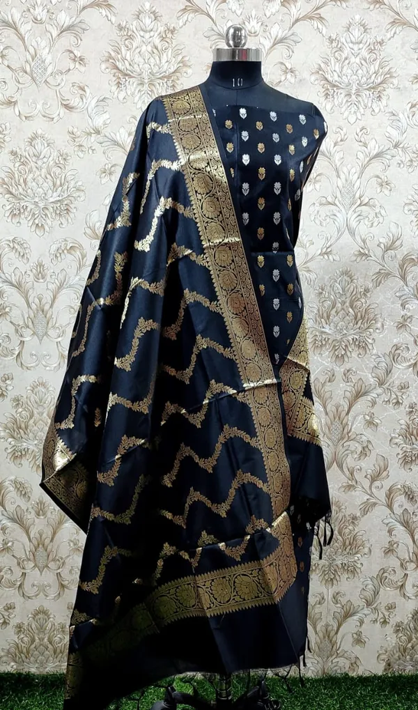 Exclusive_Banarasi_Unstitched_Salwar_kameez_with_Dupatta*___*BANARASI_SUIT*__*TOP-_Kataan_Silk_with_zari_Buta___*DUPATTA-_Kataan_Silk_with_Zari_Jaal_*BOTTOM-*_Silk_plain__*2.50_meter_each*