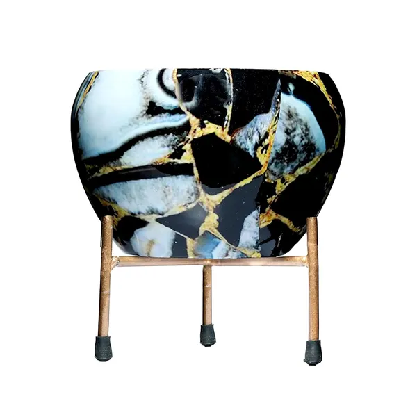 Black_&_Gold_Printed_Metal_Planter_With_Tripod_Metal_Stand_Marble_Rust_Free_Designer_Metallic_Pots_With_Stand_|_For_Living_Room_(Plants_Not_Included)