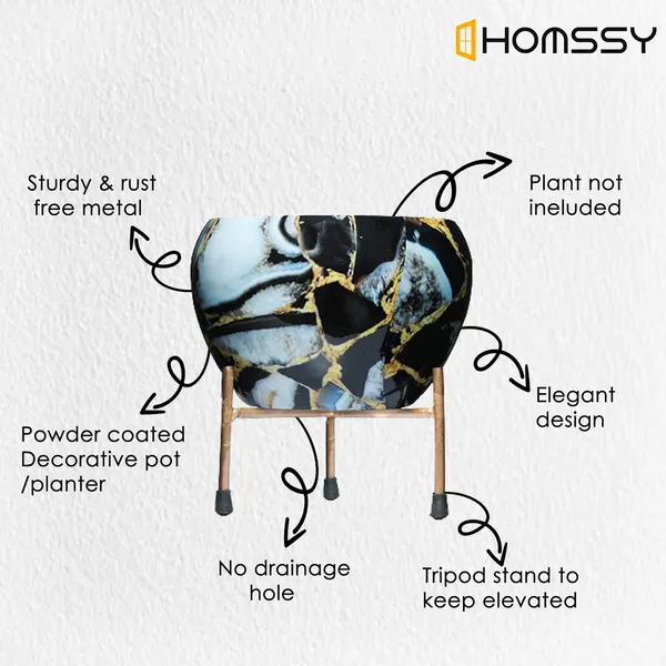 Black_&_Gold_Printed_Metal_Planter_With_Tripod_Metal_Stand_Marble_Rust_Free_Designer_Metallic_Pots_With_Stand_|_For_Living_Room_(Plants_Not_Included)