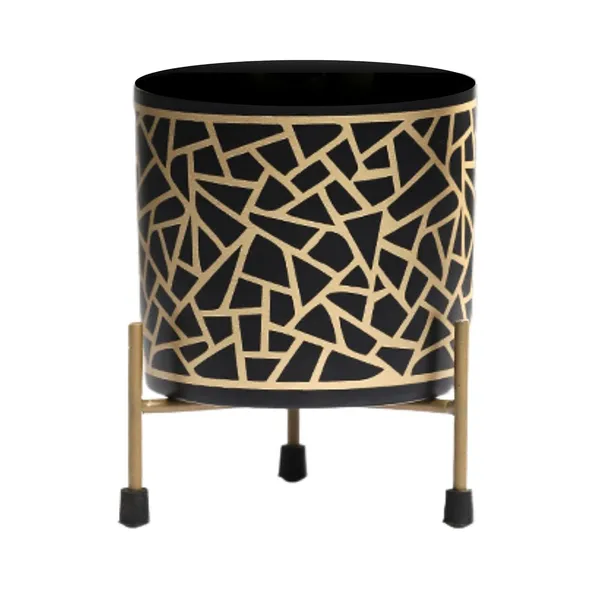 Black_&_Gold_Pot_With_Gold_Print_Elegant_Decorative_Planter_|_For_Indoor_And_Outdoor_Use