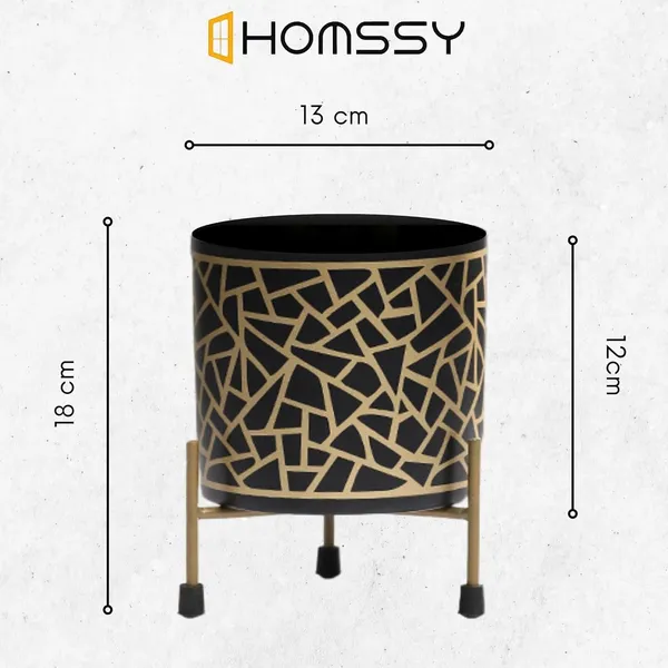Black_&_Gold_Pot_With_Gold_Print_Elegant_Decorative_Planter_|_For_Indoor_And_Outdoor_Use