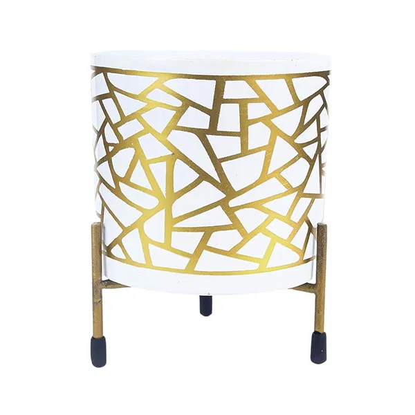 White_&_Gold_Pot_With_Print_Elegant_Decorative_Planter_|_For_Indoor_And_Outdoor_Use