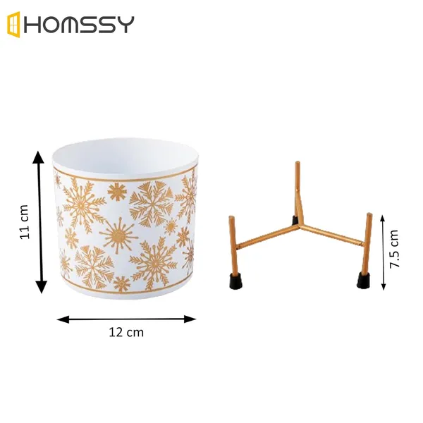 White_&_Gold_Metal_Pot_With_Stand_Elegant_And_Durable_Indoor/Outdoor_Planter_|_For_Home_And_Garden_Decor