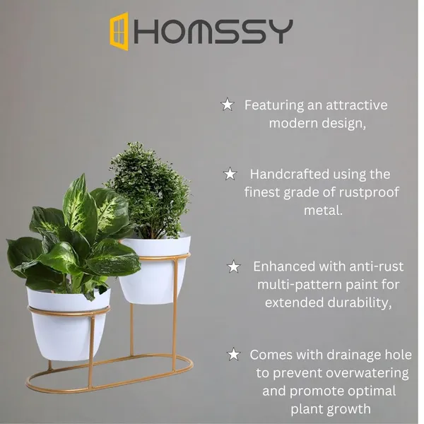 White_&_Gold_Double_Pot_With_Stand_Elegant_Decorative_Planter_|_For_Indoor_And_Outdoor_Use