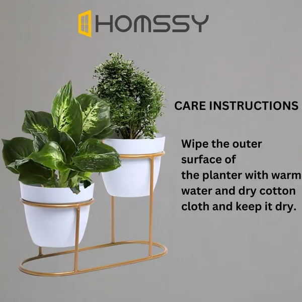White_&_Gold_Double_Pot_With_Stand_Elegant_Decorative_Planter_|_For_Indoor_And_Outdoor_Use