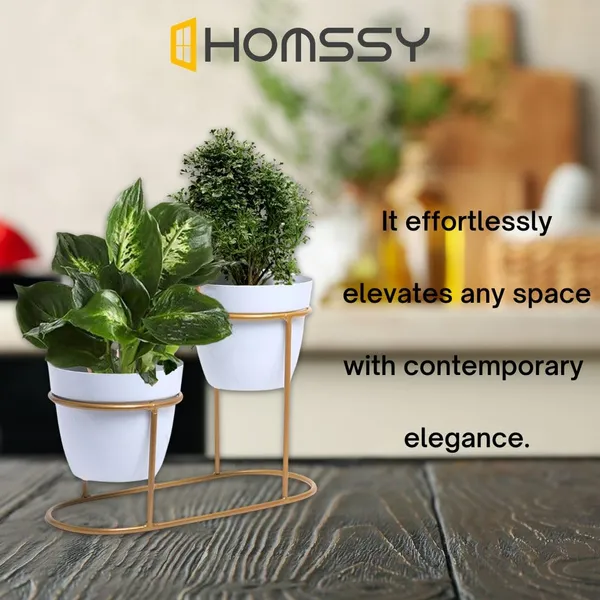 White_&_Gold_Double_Pot_With_Stand_Elegant_Decorative_Planter_|_For_Indoor_And_Outdoor_Use