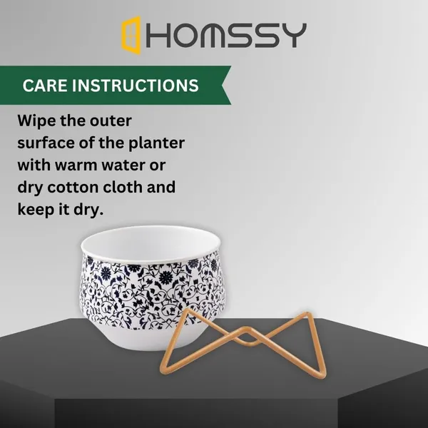 White_Metal_Pot_With_Stand_(5_Inch)_Elegant_And_Durable_Indoor/Outdoor_Planter_|_For_Home_And_Garden_Decor