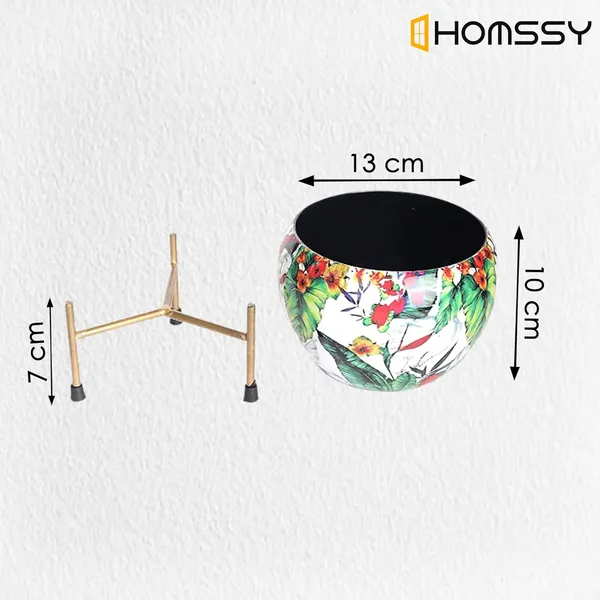 Green_Leaf_Printed_Metal_Planter_With_Tripod_Metal_Stand_Green_Leaf_Rust_Free_Designer_Metallic_Pots_With_Stand_Metal_Plant_Pots_|_For_Living_Room_(Plants_Not_Included)