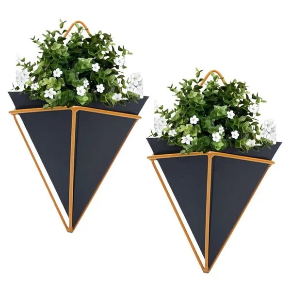Pack_Of_2_Black_Iron_Elegant_And_Durable_Indoor/Outdoor_Wall_Hanging_Planters_|_For_Home_And_Garden_Decor