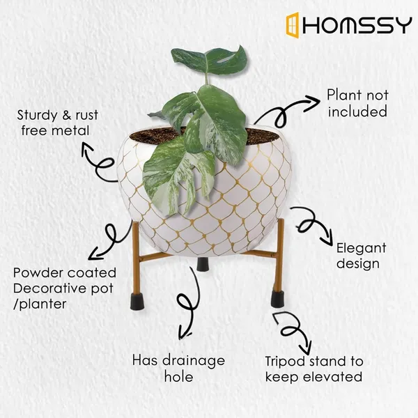 White_Iron_Designer_Pot_Elegant_Decorative_Planter_|_For_Indoor_And_Outdoor_Use